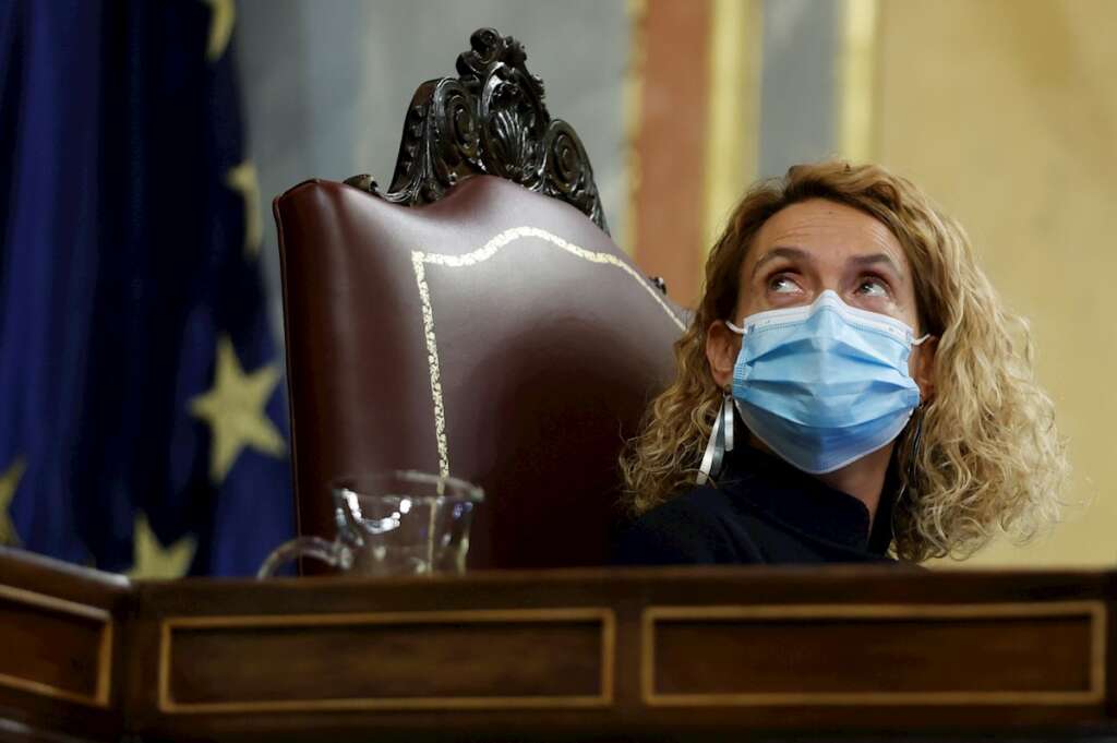 La presidenta de la cámara, Meritxell Batet, durante el pleno del Congreso de los Diputados este miércoles en Madrid. EFE/ Mariscal