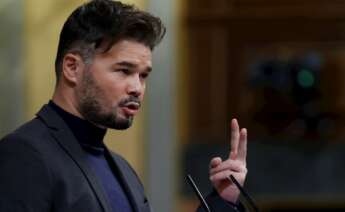 El portavoz parlamentario de ERC Gabriel Rufián interviene en el Congreso de los Diputados. Foto de archivo. EFE/Mariscal