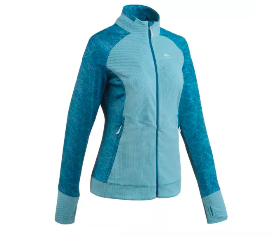 La Chaqueta Polar Mujer Montaña Senderismo Quechua MH520 Turquesa Cremallera que venden en Decathlon