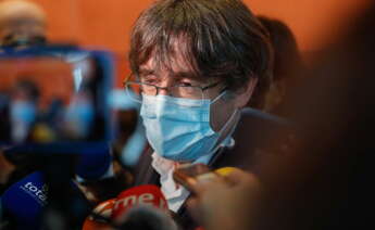 Brussels (Belgium), 27/09/2021.- Member of European Parliament Catalonia's former regional president Carles Puigdemont attends an International trade Committee at the European Parliament in Brussels, Belgium, 27 September 2021. Puigdemont is back in Belgium for the first time since his arrest in Sardinia. (Bélgica, Bruselas) EFE/EPA/STEPHANIE LECOCQ