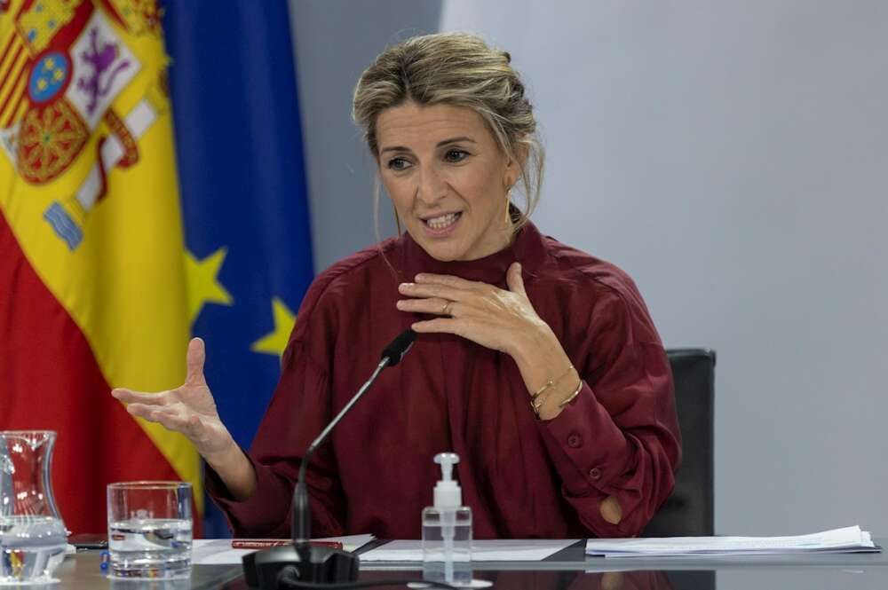 La vicepresidenta segunda y ministra de Trabajo y Economía Social, Yolanda Díaz, durante la rueda de prensa tras la reunión del Consejo de Ministros. Foto de archivo. EFE/Rodrigo Jiménez