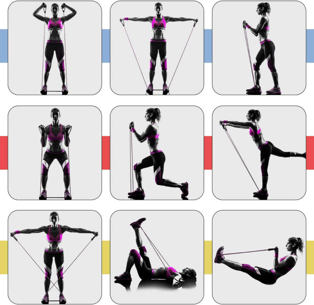 Los diferentes ejercicios que se pueden realizar con este set de musculación a la venta en Amazon
