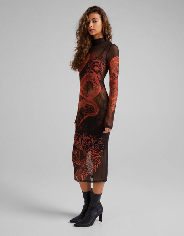 Vestido sales marron bershka