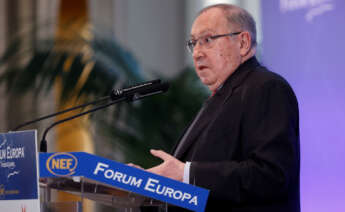 El presidente de la Cámara de Comercio de España, José Luis Bonet, protagoniza un desayuno informativo de Fórum Europa, este jueves en Madrid. EFE/Chema Moya