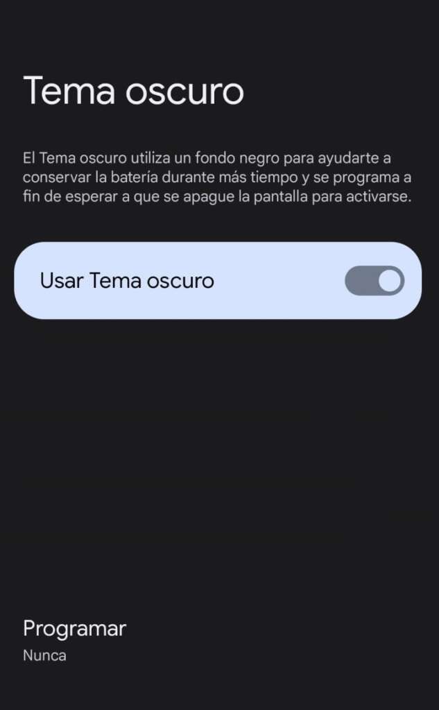 Cómo activar la programación del modo oscuro en Androic