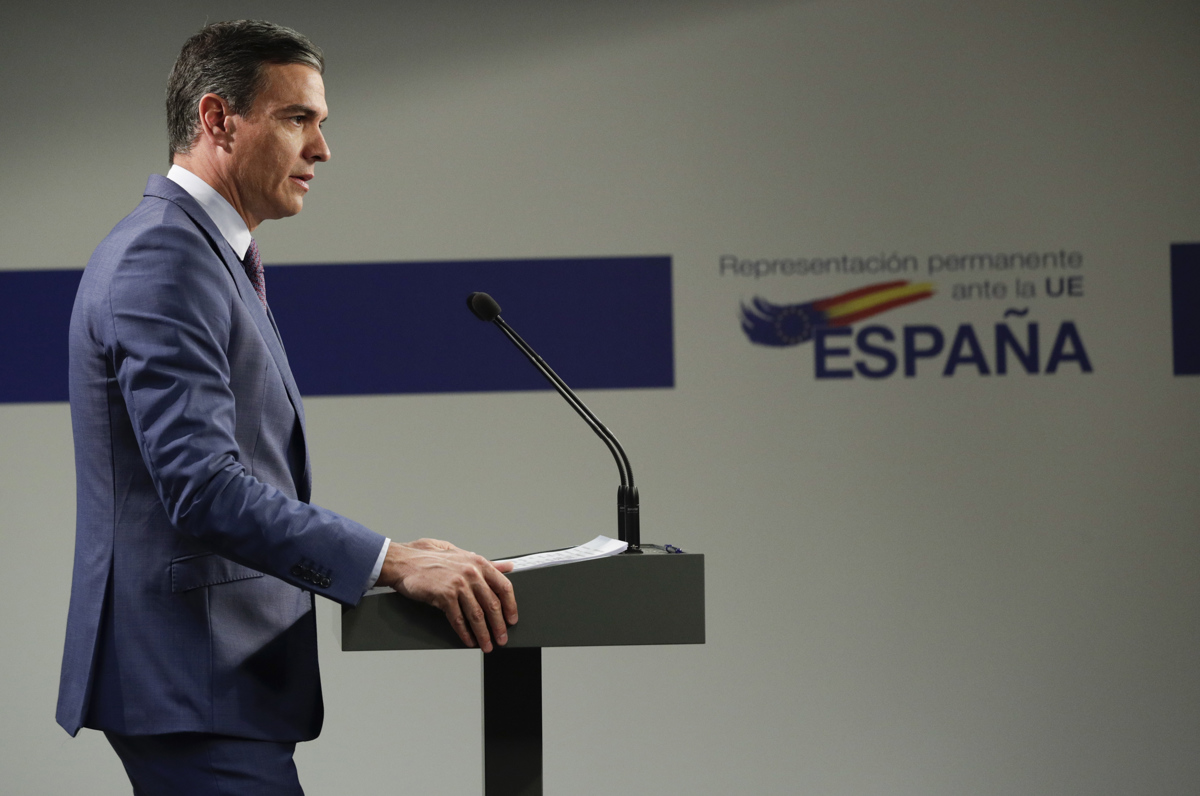 El presidente del Gobierno, Pedro Sánchez, este martes en Bruselas. EFE/EPA/OLIVIER HOSLET