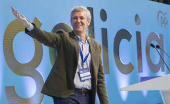 El líder del PP en Galicia, Alfonso Rueda durante el 18 Congreso del PPdeG celebrado este domingo en Pontevedra. EFE/Salvador Sas