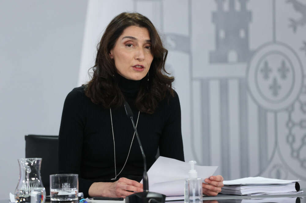 MADRID, 12/04/2022.- La ministra de Justicia, Pilar Llop, durante la rueda de prensa posterior a la reunión del Consejo de Ministros celebrada este martes en Moncloa. EFE/Kiko Huesca