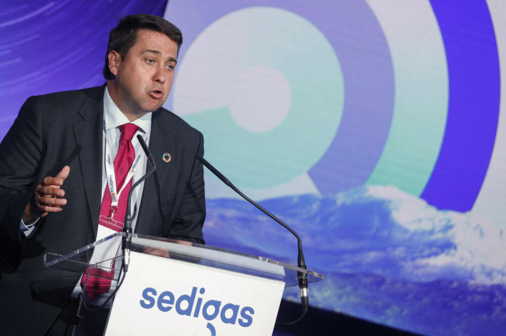 MADRID, 31/05/2022.- El presidente de Sedigas, Joan Batalla, interviene en la clausura de la reunión anual de la patronal gasista estes martes en Madrid. EFE/ Mariscal