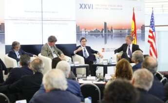 El presidente de Caixabank, José Ignacio Goirigolzarri, en la mesa redonda del Foro España-Estados Unidos. Caixabank.