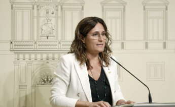 GRAFCAT9685. BARCELONA (ESPAÑA), 08/07/2022.- La consellera de Presidencia, Laura Vilagrà, durante la rueda de prensa posterior a su reunión con el ministro de la Presidencia, Félix Bolaños, en el Palau de la Generalitat, en la que se ha anunciado que la reunión entre el presidente del Gobierno, Pedro Sánchez, y el de la Generalitat, Pere Aragonès, se llevará a cabo el próximo viernes 15 de julio, en base al acuerdo alcanzado hoy por ambos ejecutivos, que "apuesta por el diálogo y las soluciones políticas".EFE/Andreu Dalmau