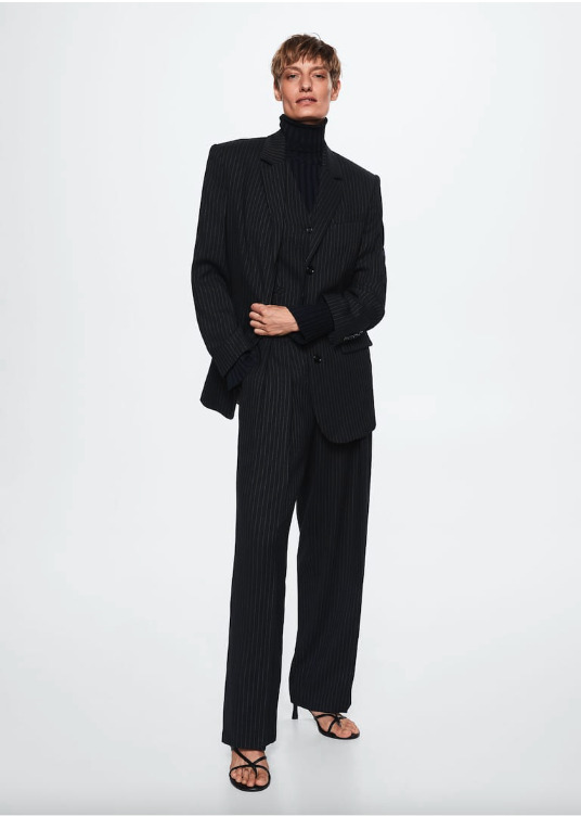 Pantalón traje lana raya diplomática Mango