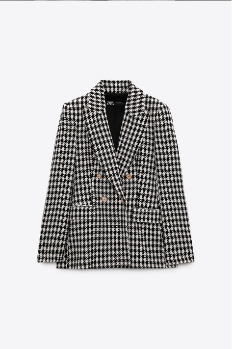 BLAZER CRUZADA ESTAMPADO PATA DE GALLO ZARA