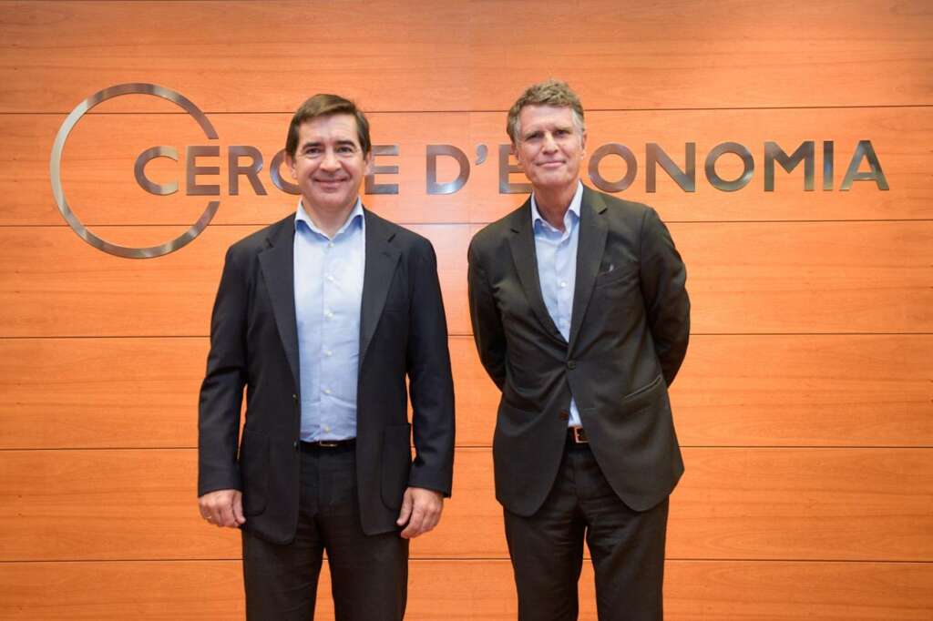 Carlos Torres, presidente de BBVA, y Jaume Guardiola, presidente del Cercle d'Economia.