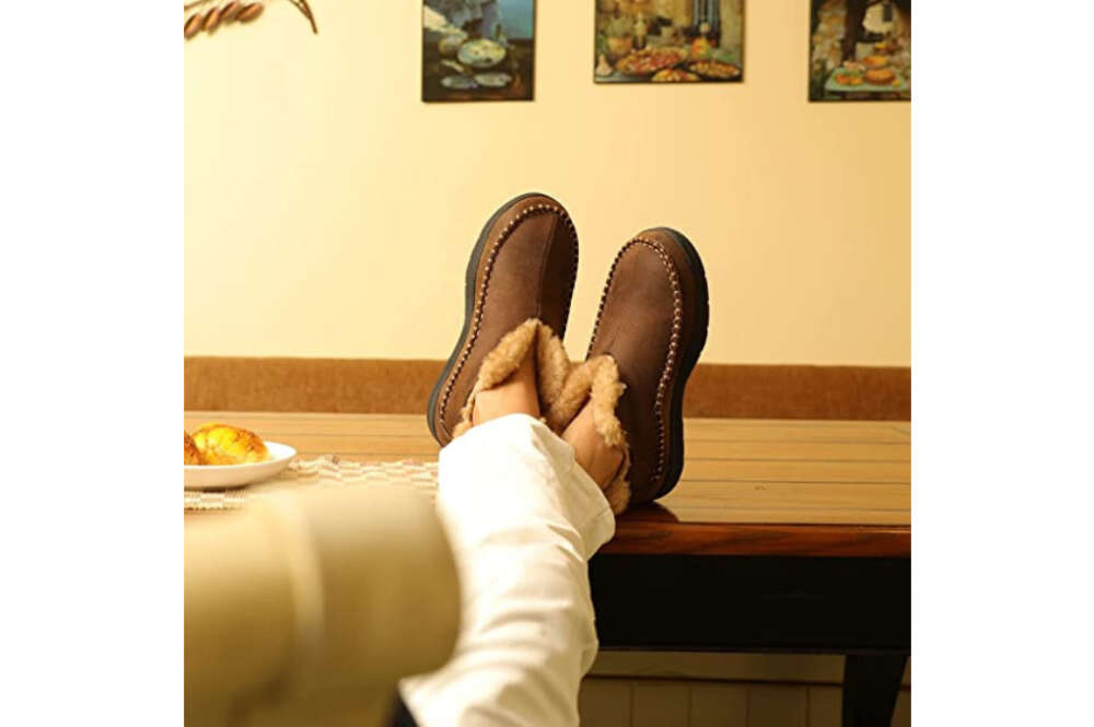 Regalos Originales para Hombre Dunlop Zapatillas Casa Hombre Zapatillas de Casa Invierno Calientes Suela de Goma Dura Pantuflas Estilo Mocasines Cerradas 