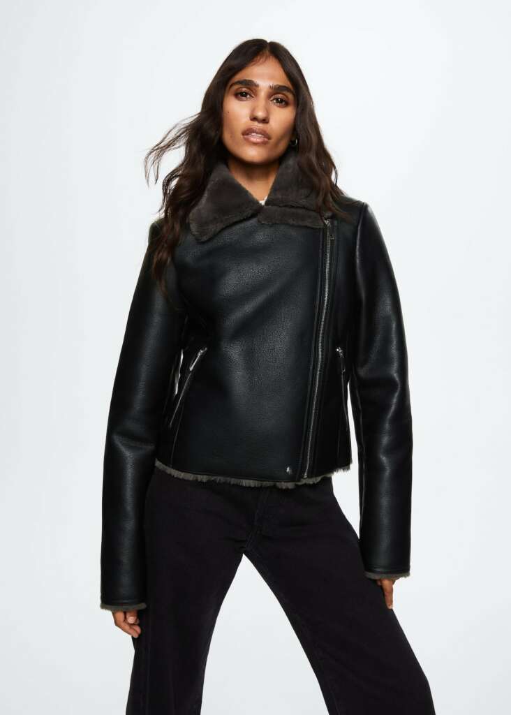 Chaqueta biker borrego Mango