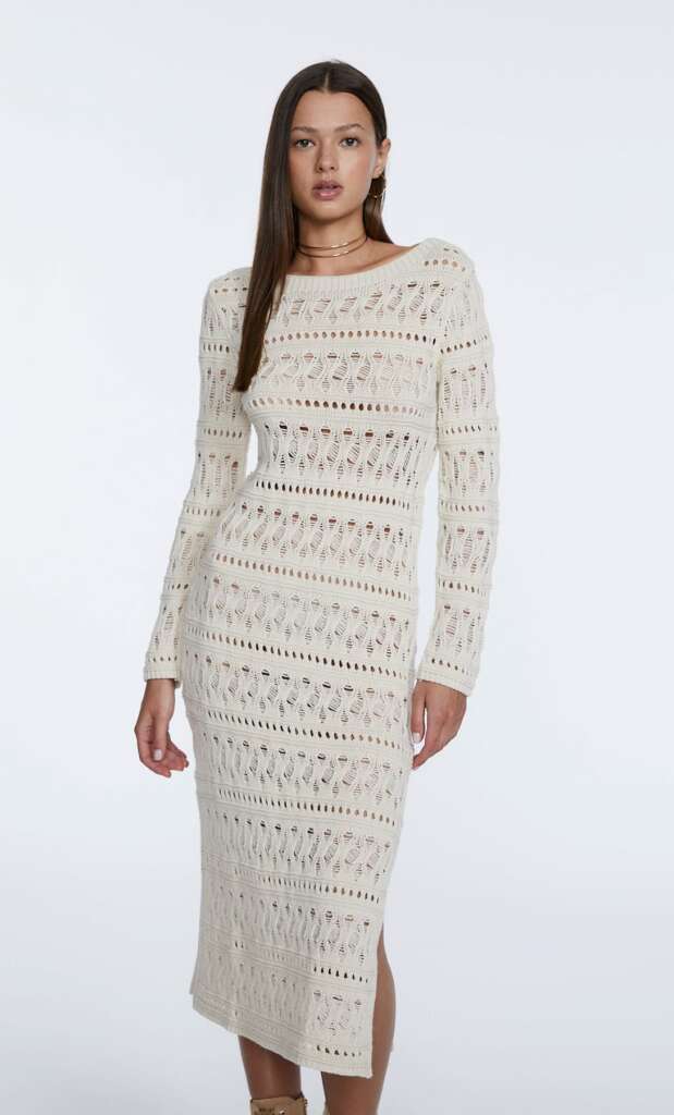 Vestido punto calado Stradivarius