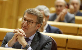 MADRID, 25/10/2022.- El líder del PP, Alberto Núñez Feijóo, durante la sesión de control al Gobierno celebrada en la Cámara Alta, este martes en Madrid. EFE/ Mariscal