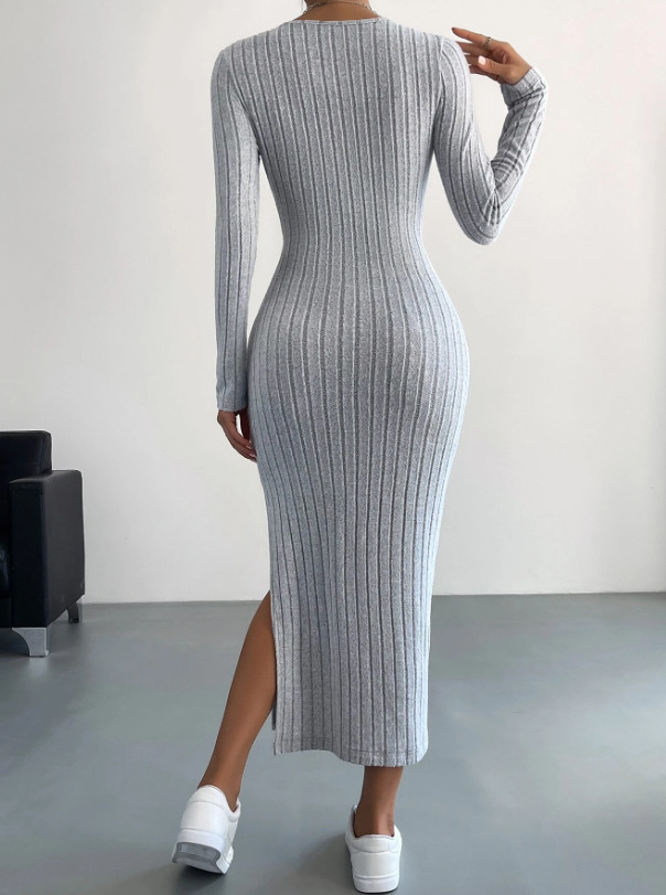 El vestido midi de punto gris de Shein