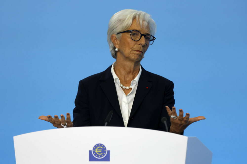 Frankfurt Am Main (Germany), 27/10/2022.- European Central Bank (ECB) President Christine Lagarde addresses a press conference following the meeting of the ECB Governing Council in Frankfurt am Main, Germany, 27 October 2022. (Alemania) EFE/EPA/RONALD WITTEK