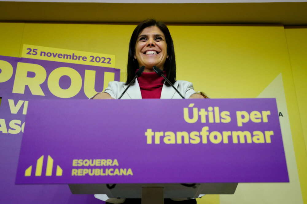 GRAFCAT3471 BARCELONA 21/11/2022.- La portavoz de ERC, Marta Vilalta, durante la rueda de prensa ofrecida hoy en la que valoró la actualidad política catalana y española. EFE/Enric Fontcuberta