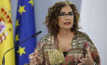 La ministra de Hacienda, María Jesús Montero, durante su intervención en la rueda de prensa posterior a la reunión semanal del Consejo de ministros, este martes en Moncloa. EFE/ Mariscal