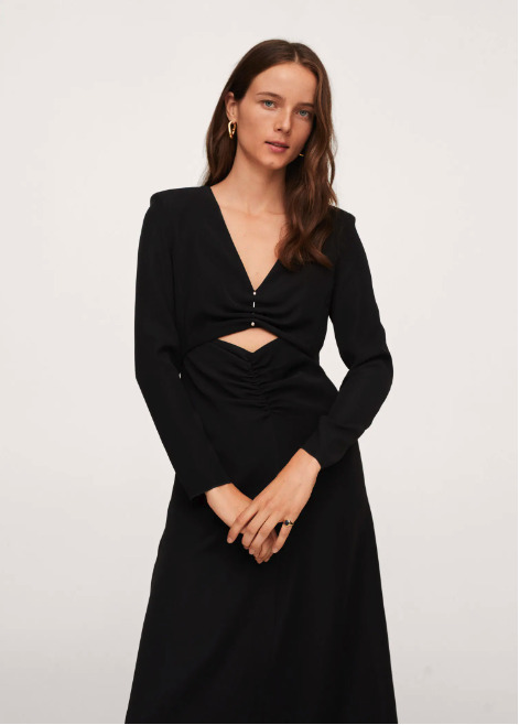 Vestido negro detalle Mango Outlet