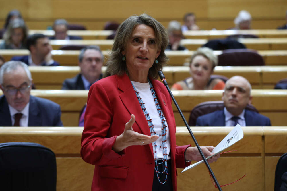 MADRID, 22/11/2022.- La vicepresidenta tercera y ministra para la Transición Ecológica y el Reto Demográfico, Teresa Ribera, participa en el pleno del Senado en Madrid este martes. EFE/Kiko Huesca