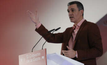 El presidente del Gobierno, Pedro Sánchez, durante la presentación de los candidatos socialistas para las elecciones municipales de 2023 durante un acto celebrado este sábado en el Museo de las Ciencias Príncipe Felipe en Valencia. EFE/Juan Carlos Cárdenas