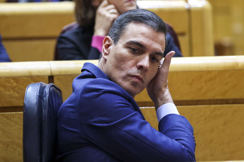 El presidente del Gobierno, Pedro Sánchez durante el pleno del Senado. EFE/ Kiko Huesca