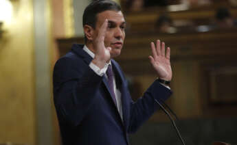 El presidente del Gobierno, Pedro Sánchez, en una intervención en el Congreso de los Diputados en Madrid. EFE/ Juan Carlos Hidalgo