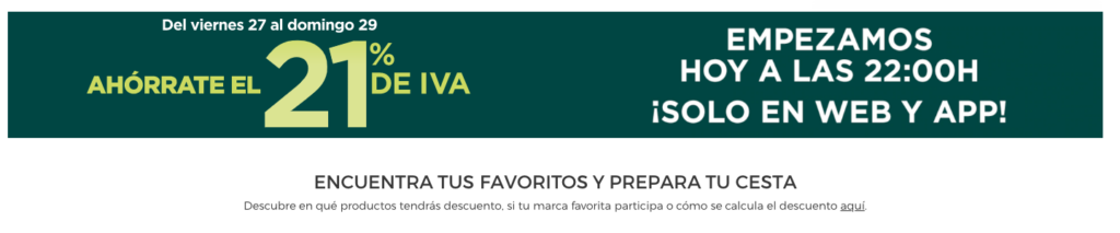 El Corte Inglés 'Ahórrate el 21% IVA'