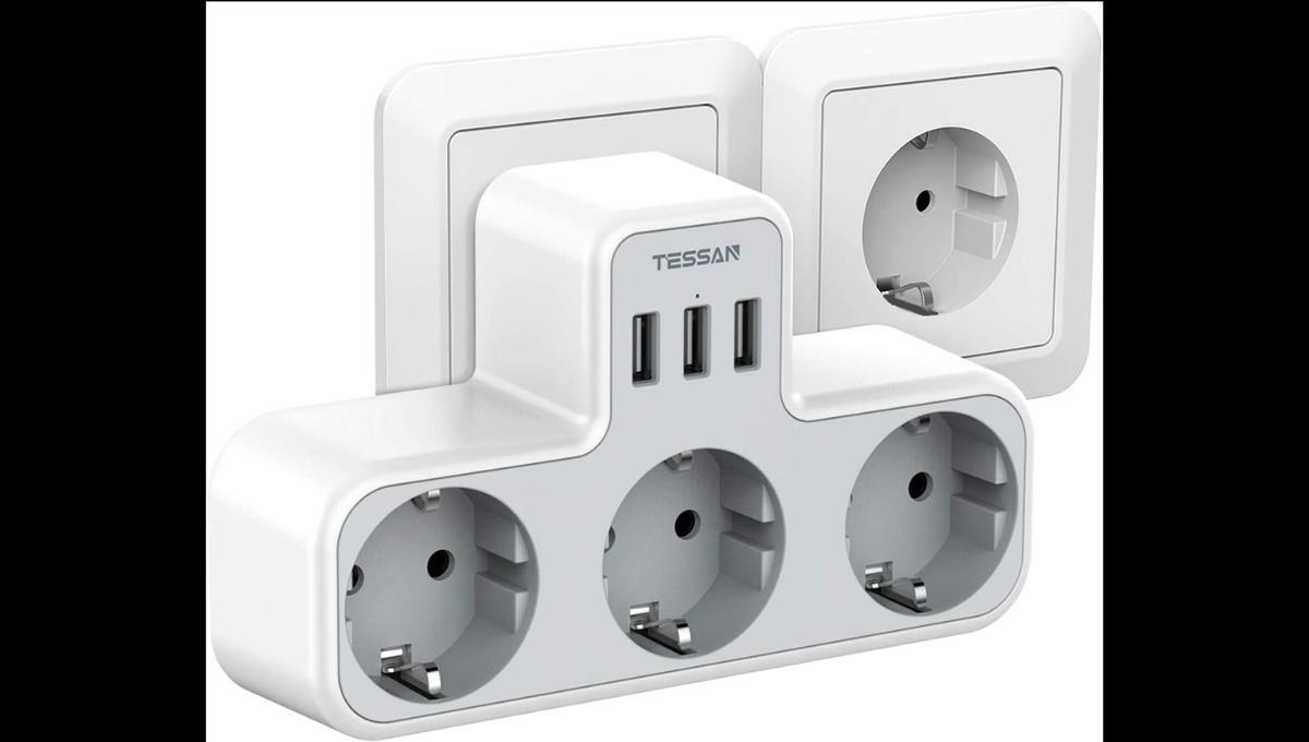 Compre Tessan Enchufes Usb Con 3 Enchufes Schuko 3 Puertos Usb