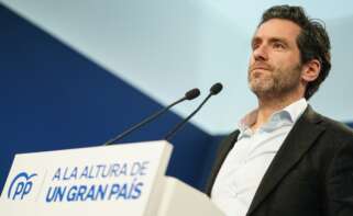 El portavoz del PP, Borja Sémper, este lunes en la rueda de prensa de Génova. Foto: Diego Crespo (PP)