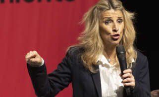 La vicepresidenta segunda del Gobierno y ministra de Trabajo, Yolanda Díaz, en un acto de su plataforma Sumar. EFE/CATI CLADERA