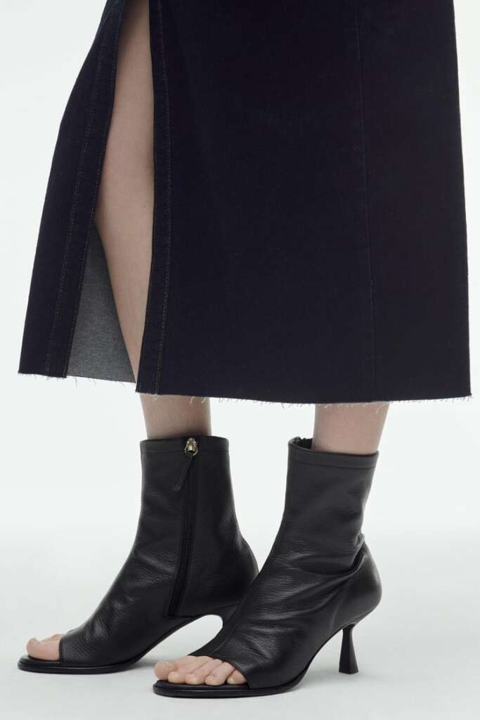 botin abierto piel zara