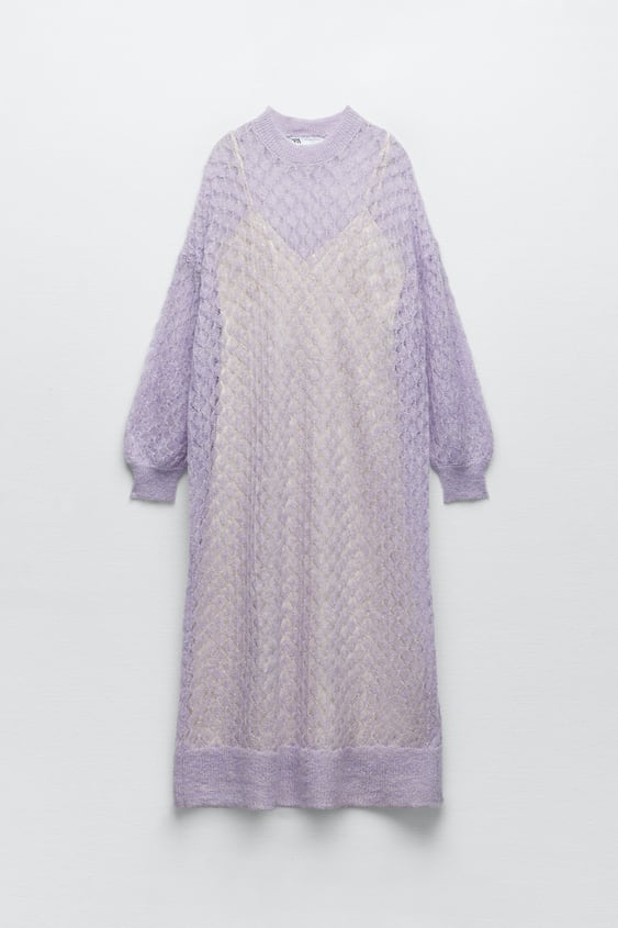 vestido punto pointelle Zara