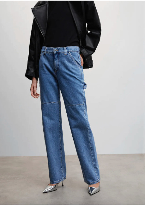 pantalones denim cargo mango