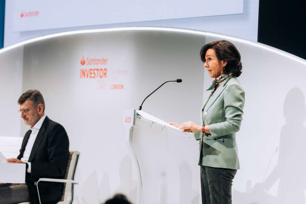 Ana Botín, presidenta de Santander, en el Investor's Day de 2023. Caixabank y Bankinter