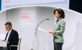Ana Botín, presidenta de Santander, en el Investor's Day de 2023. Caixabank y Bankinter