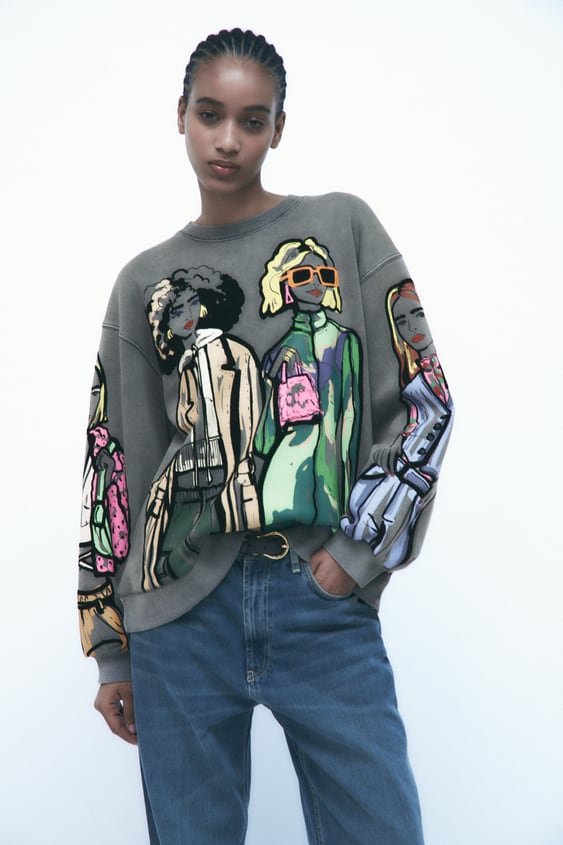 sudadera estampada zara