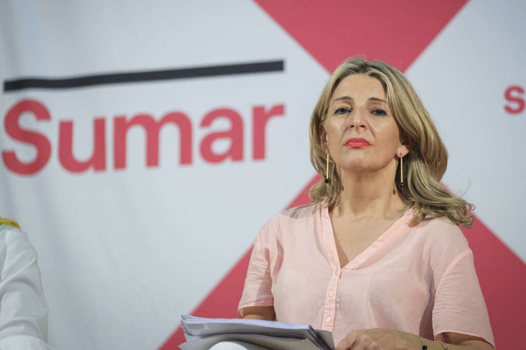 La vicepresidenta segunda del Gobierno y ministra de Trabajo, Yolanda Díaz, en una presentación de su proyecto político, Sumar. EFE/Ángel Medina G.