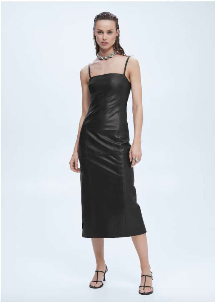 vestido cuero Mango