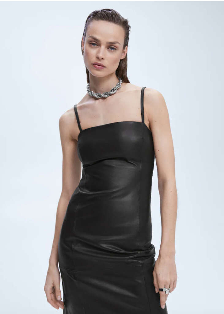 vestido cuero Mango