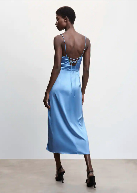 vestido midi saten mango