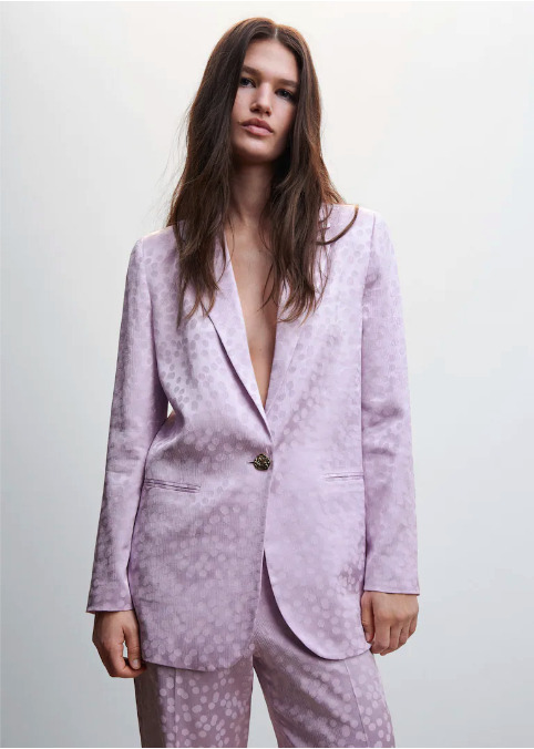 traje lila mango