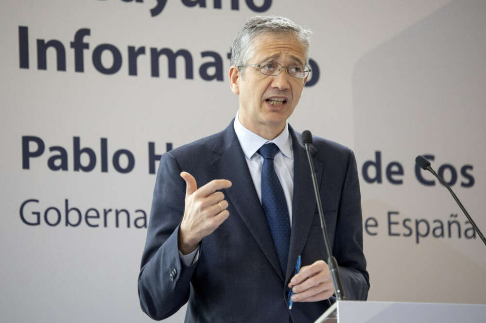 LOGROÑO, 25/04/2023.- El gobernador del Banco de España, Pablo Hernández de Cos, interviene en la conferencia "La actualidad económica", organizada por el Club de Marketing de La Rioja, este martes en Logroño. EFE/Raquel Manzanares