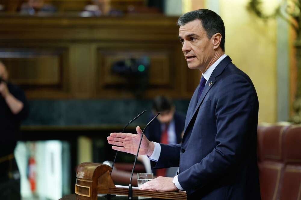 El presidente del Gobierno, Pedro Sánchez, en una intervención en el Congreso. EFE/Chema Moya