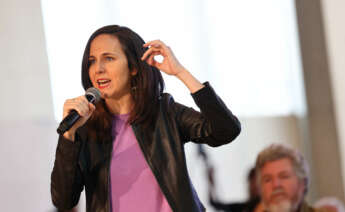 ZARAGOZA (ARAGÓN), 20/05/2023.- Ione Belarra, secretaria general de Podemos durante su intervención en el mitin que ha organizado Podemos en el Palacio de Congresos de Zaragoza este sábado.- EFE/ TONI GALÁN