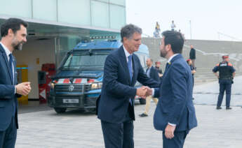 Jaume Guardiola recibe a Pere Aragonès. Imagen: Cercle d'Economia